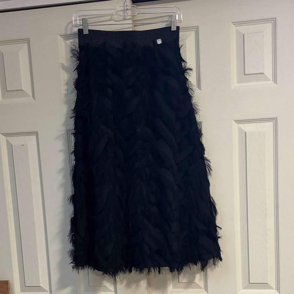 BSB Collection MIDI Black Fringe‎ Skirt Size 40